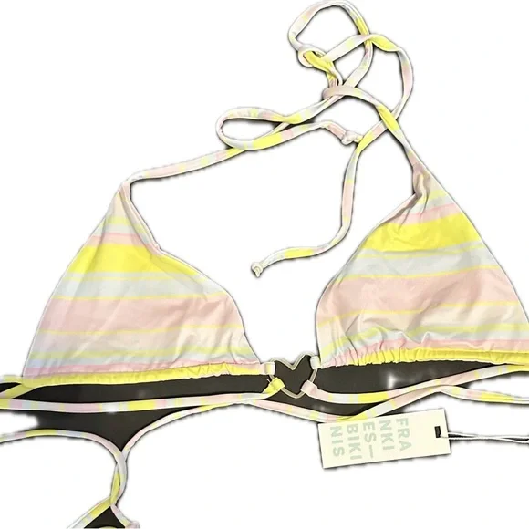 Frankie's Bikinis 2 Piece Pastel Striped Bikini SET - Picture 6 of 7